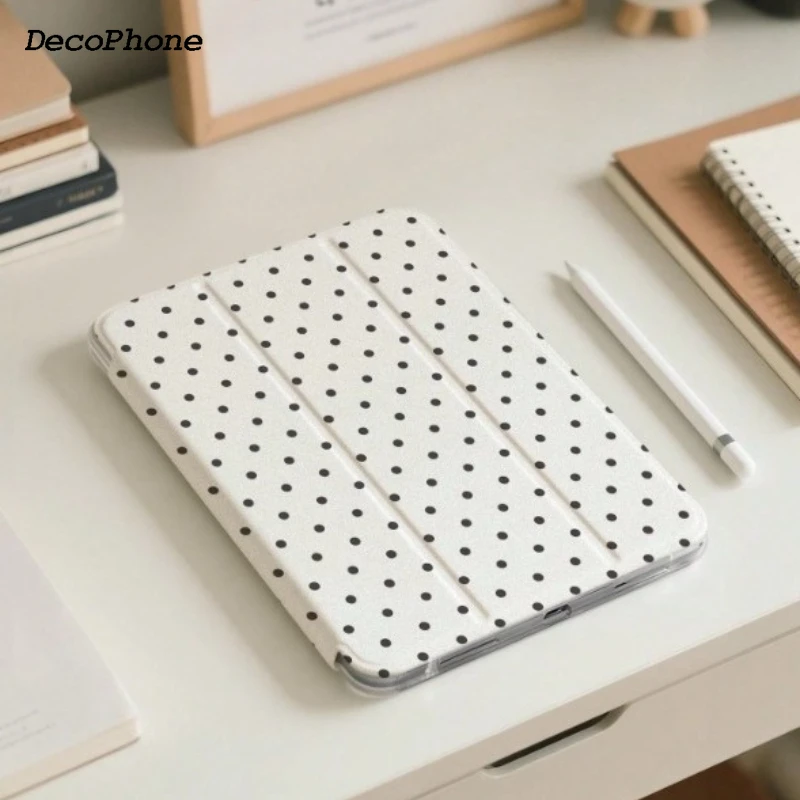 Schwarze Polka-Dot-Hülle mit Stifthalter für iPad Pro 10/11 Zoll 2020/7./8./9. Generation/Air 3./4./5. Generation 2022/Air 11