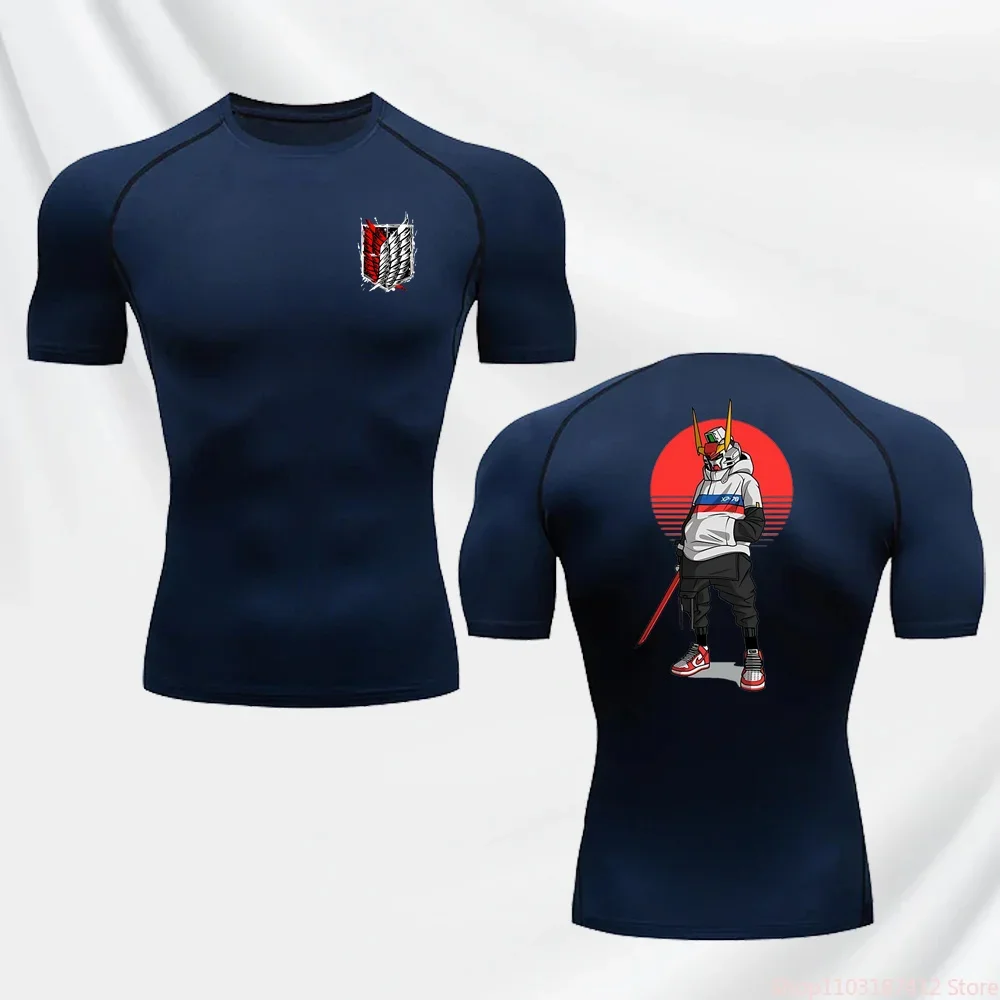 

Jersey Men Gym Fitness Sports Training Summer Tight Fashion Anime Print T-Shirt Workout Compression Jiu-Jitsu Long Sleeve S-3XL