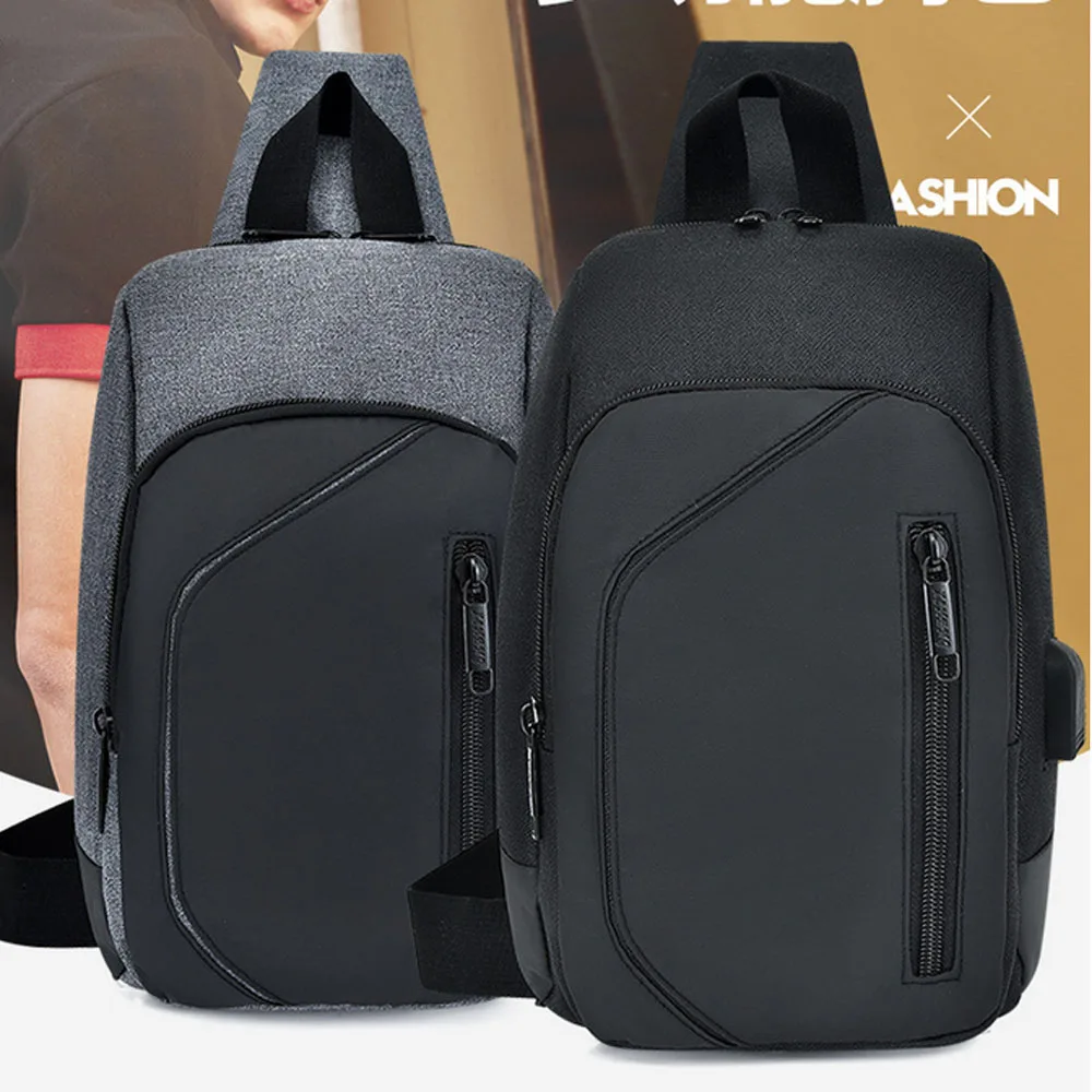 

Male Shoulder Bags USB Charging Crossbody Bags Men Anti Theft Chest Bag School Short Trip Sling Casual Daypack Messengers Ba