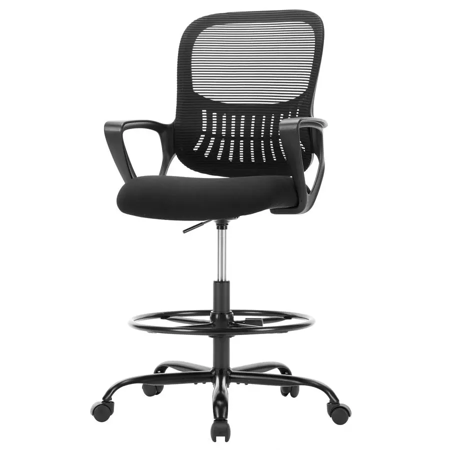 

Tall Drafting Desk Chair Ergonomic High Stool Computer with Adjustable Height and Comfy Lumbar Support, Office Rolling Counter