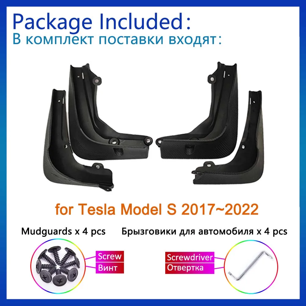 Mudguards for Tesla Model S 2017~2022 2018 2019 2020 2021 Cover Splash Guards Mud Flap Fender Car Protect Front Rear Accessories