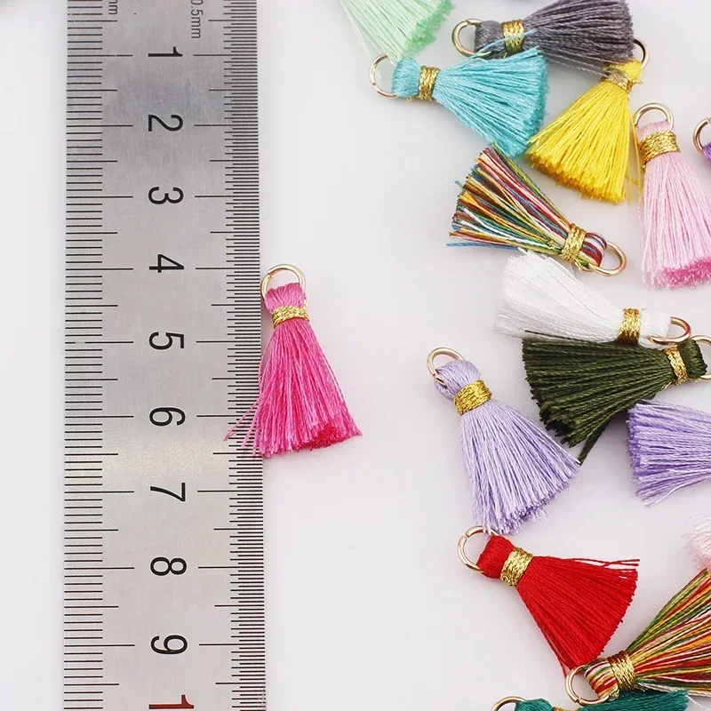 10Pcs 25mm Short Multicolor Cotton Silk Tassel Charms for Earring Necklace Jewelry Making Satin Tassels Pendant Diy Findings