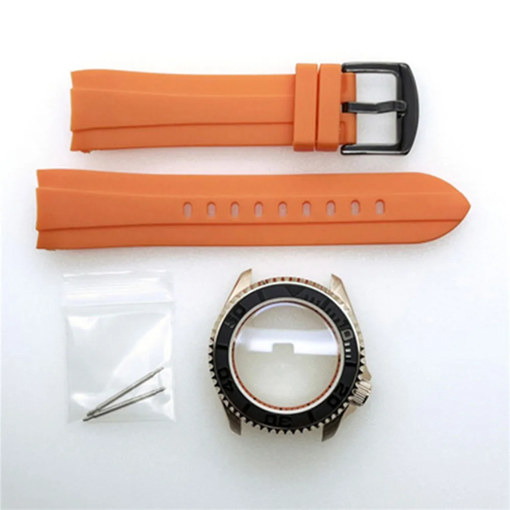 42MM Diving Watch Case Silicone Strap Modify Mechanical Watch Assemble Parts for NH35 NH36 4R35A 4R36A Movement