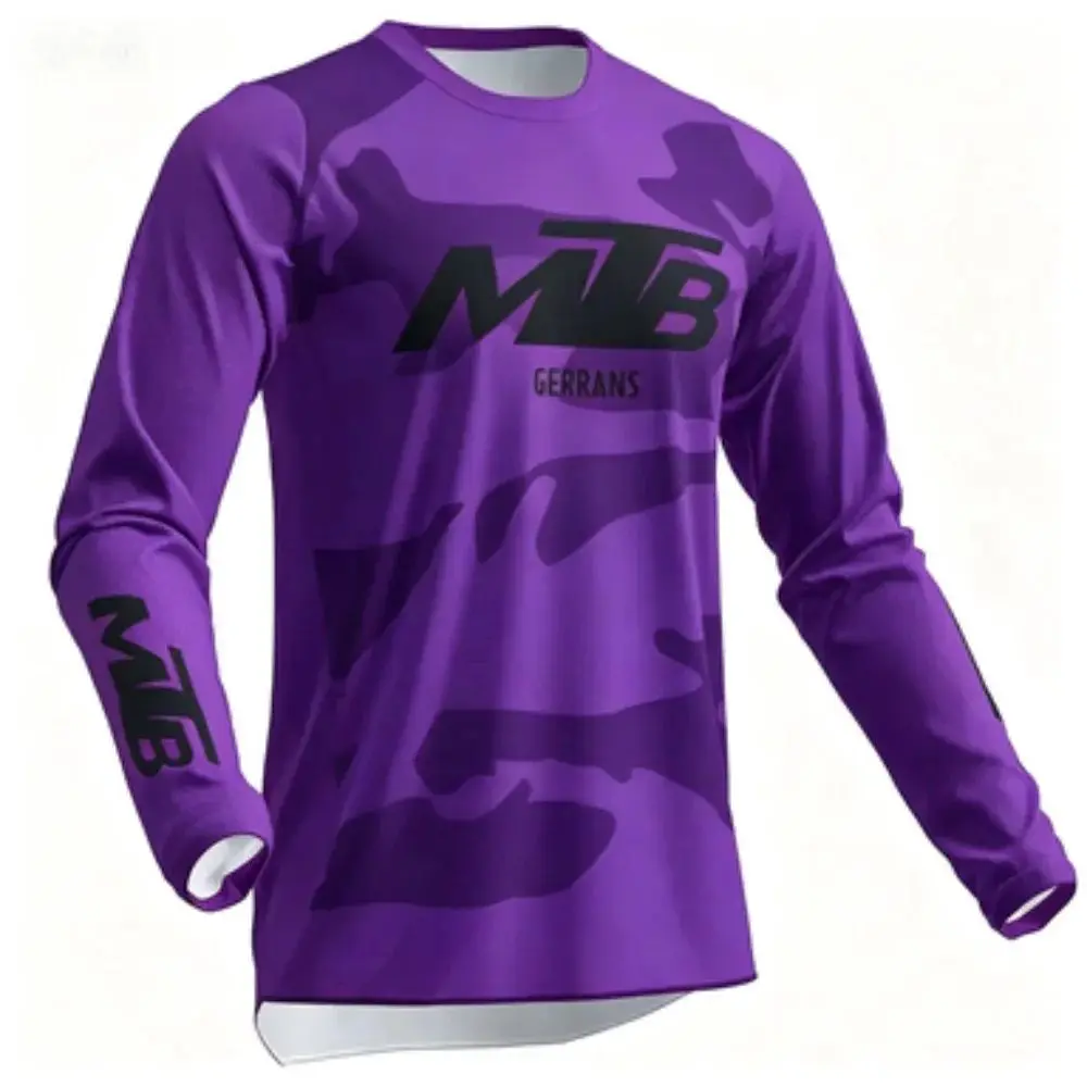 Family Matching Long Sleeve MTB Cycling Jersey, Neon Camo Motocross MX Top, Breathable Off-Road Racing Riding Shirt, Outdoor - view 4