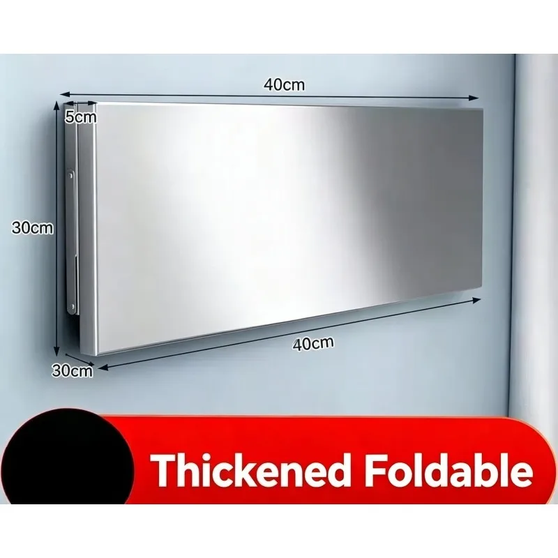 Stainless Steel Foldable Wall Mount Shelf Single Tier Drilled Kitchen Storage Rack Household Wall Hanging Organizer