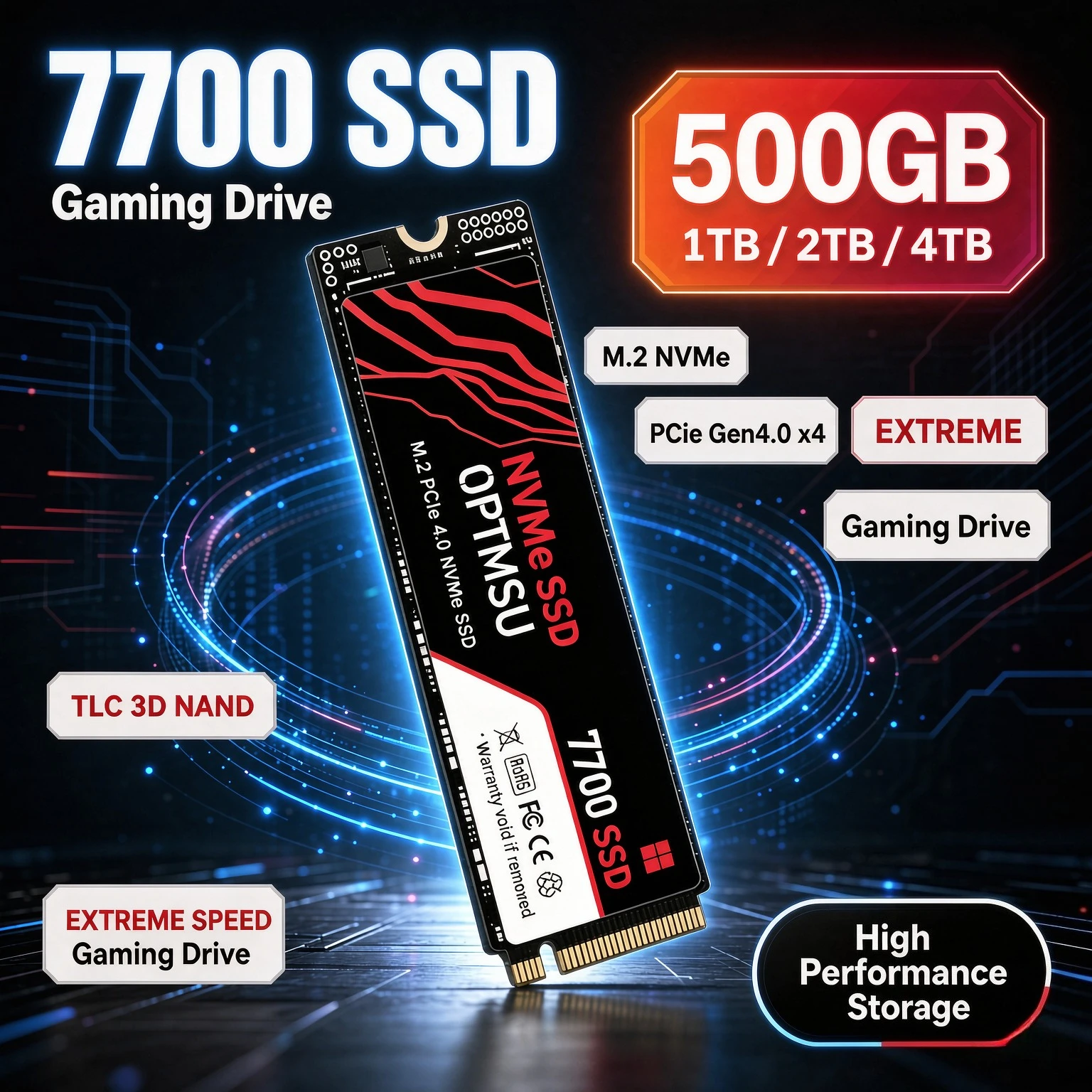 7700 M.2 NVMe SSD PCIe 3.0 x4 2280 High Speed Solid State Drive 2TB 4TB Internal Hard Disk for Desktop Laptop PC