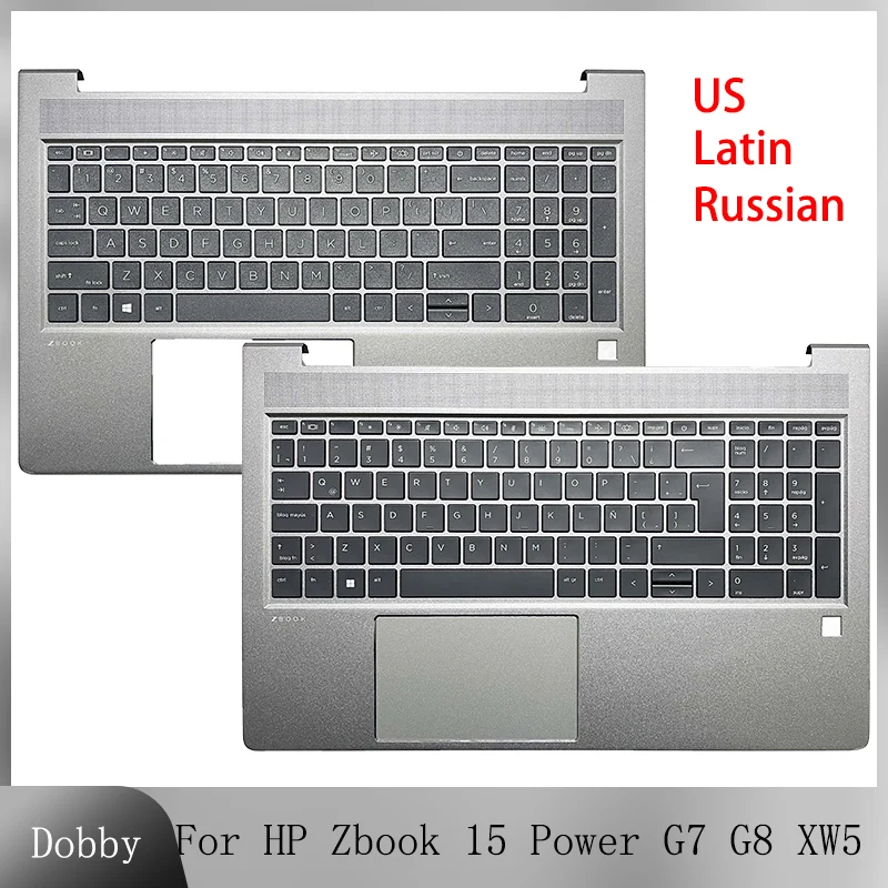 laptop palmrest capa superior top case teclado retroiluminado eua russo latino hp zbook 15 potencia g7 g8 xw5 m26110001 novo 01