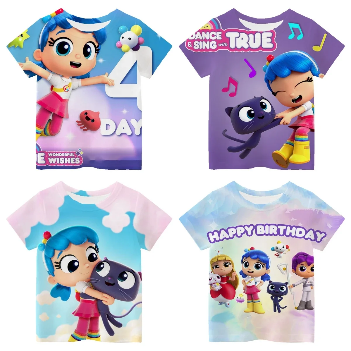 Camiseta con estampado 3D para niño y niña, camisa de dibujos animados del reino del Arcoíris verdadero, moda informal, manga corta, Y2k, verano, 2024