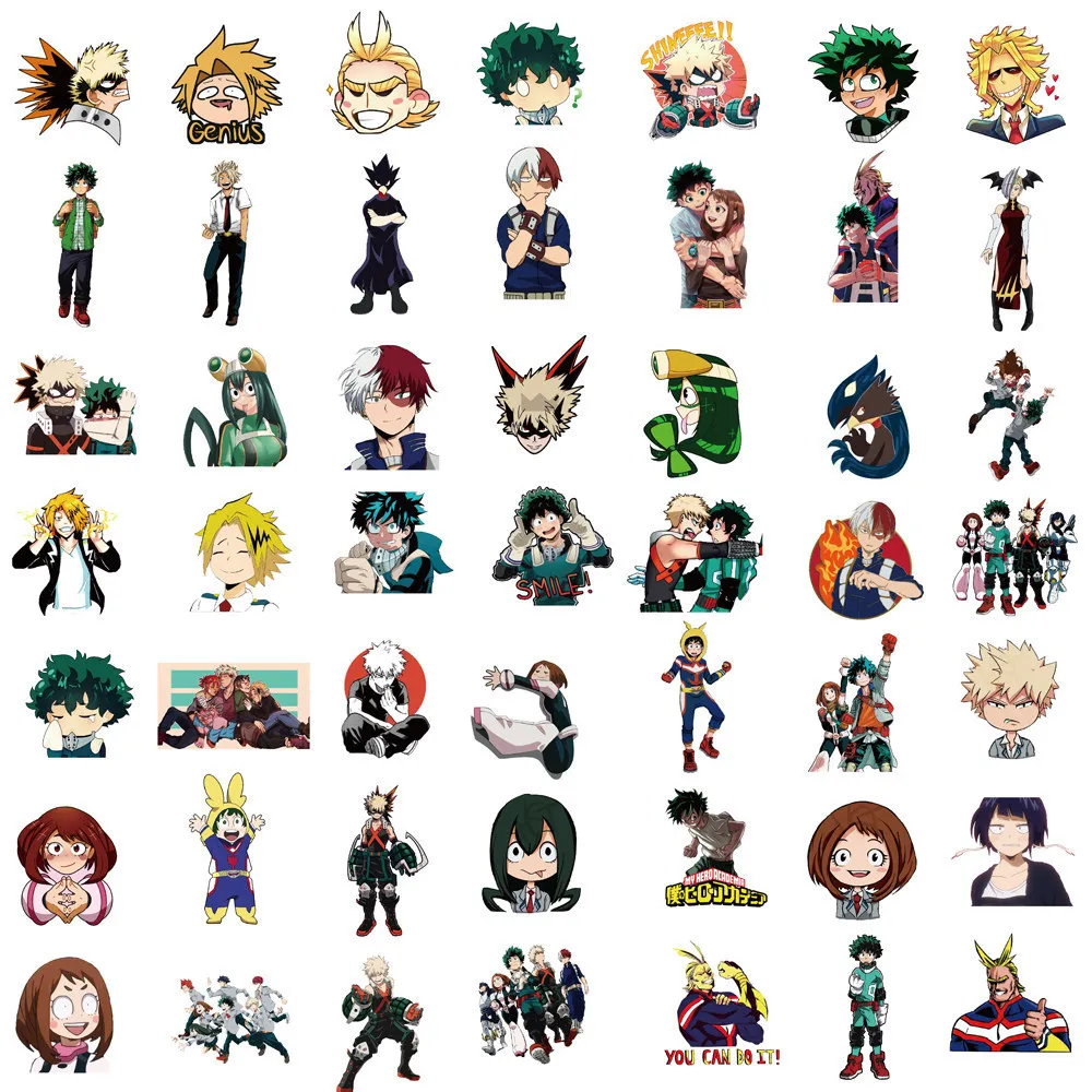 100pcs My Hero Academia Anime Sticker Pack Cartoon Phone Case Notebook Waterproof Stickers Kid Toy Laptop Skin DIY Stickers