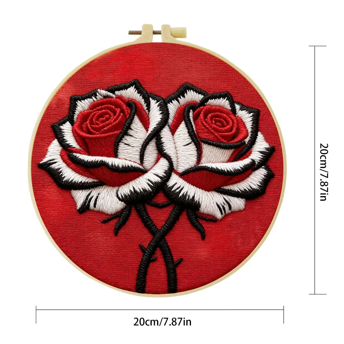 1 Stück 20X20CM/15X15CM 7,87/6,3 Zoll Rosenblumen-Stickerei-Starter-Kit DIY-Kit DIY-Stickerei-Set Handarbeiten Nähkunst – Detail 4