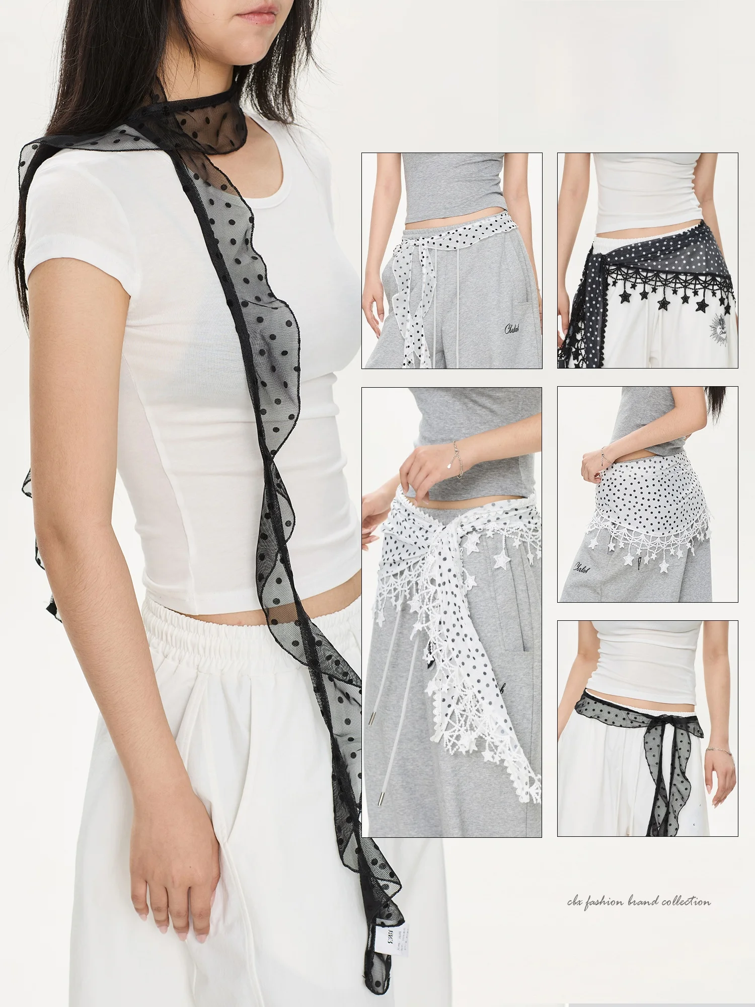 

CBXLAB Y2K Polka Dot Hollow out Waist Belt Street Dance Trendy Accessory Jazz Style Transparent Sensation Fashionable Belt