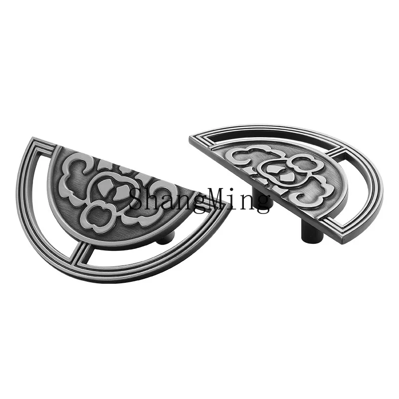 PYH Chinese retro wooden d door cabinet door handle, round antique wardrobe cabinet semi-circular door handle