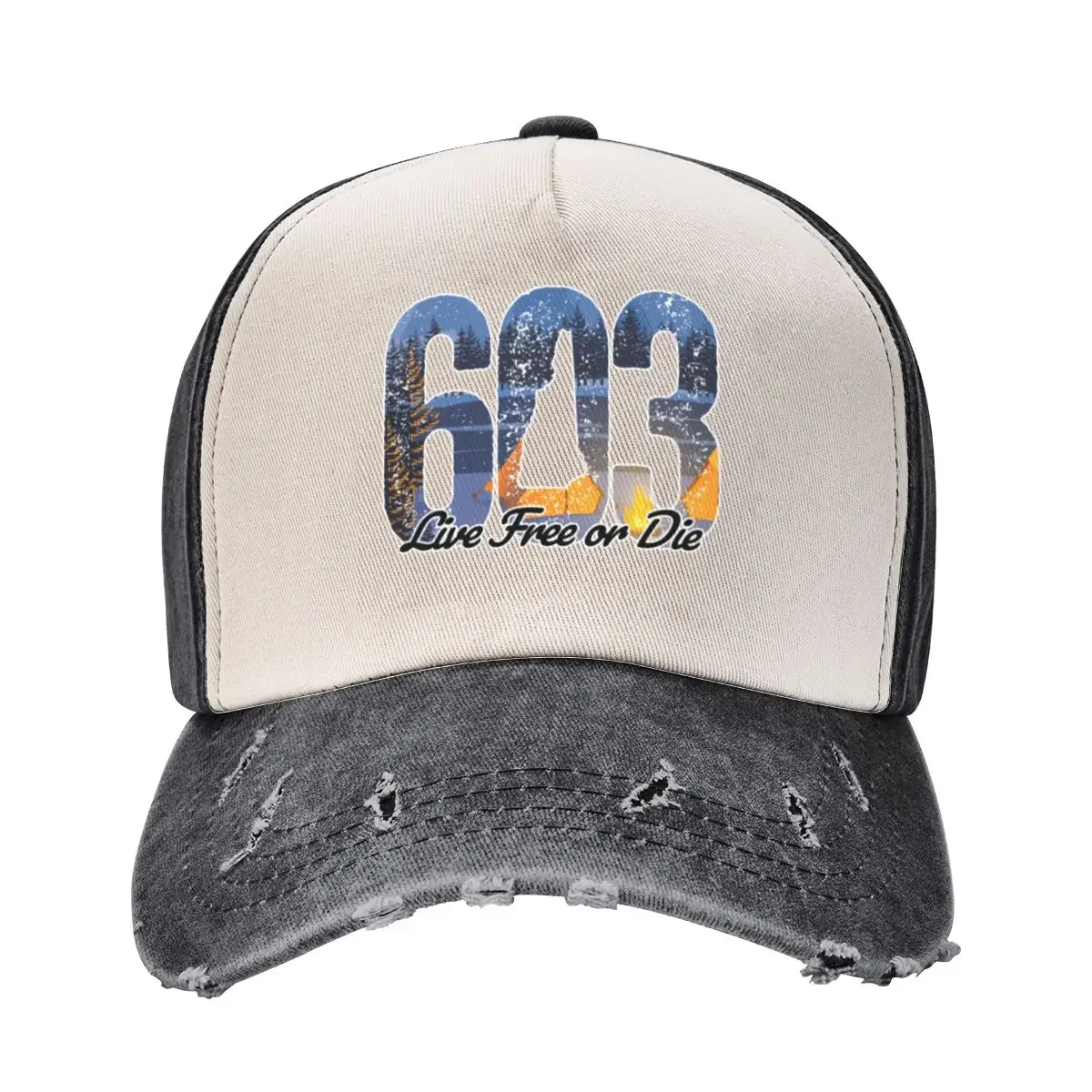 603 NH Live Free or Die - New Hampshire Camping and Backpacking Baseball Cap Icon Snap Back Hat Trucker Cap Mens Hats Women's