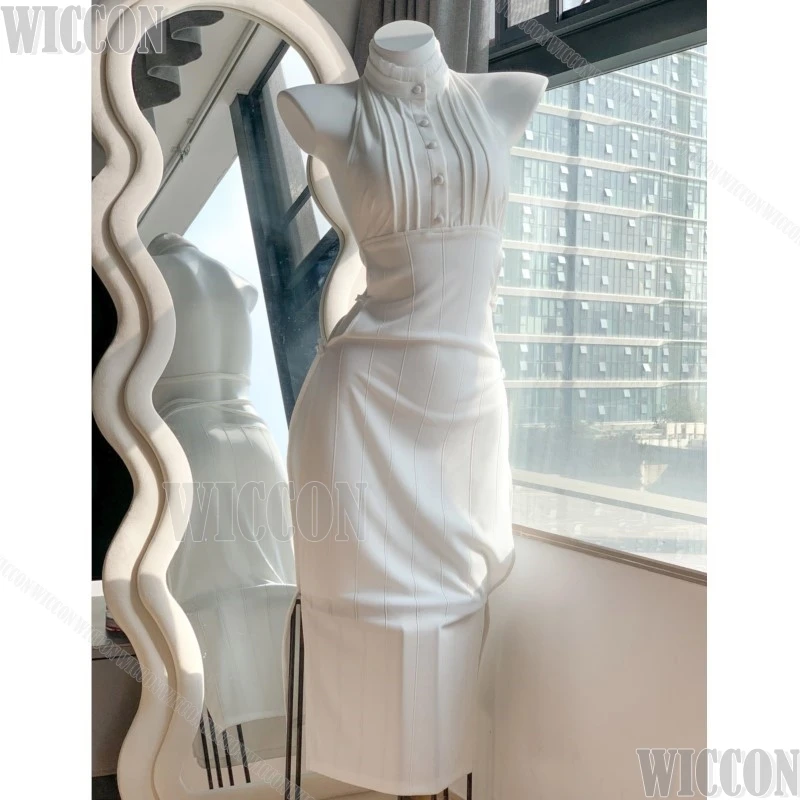 Frieren At The Funeral Doujin Fern Cosplay Costume Fern Halloween Costume Women Fern Sexy White Knit Elastic DressWig Customized