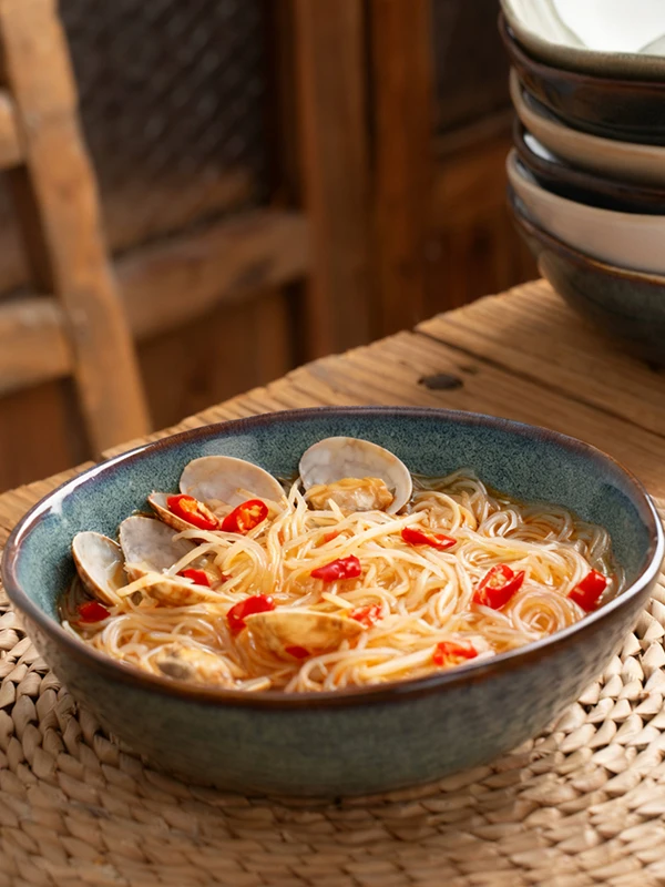 Tazón Grande de Cerámica Esmaltada Estilo Retro para Sopa, Uso Doméstico, Restaurantes, Ideal para Carne de Cerdo Salteada al Estilo Sichuan con Sopa