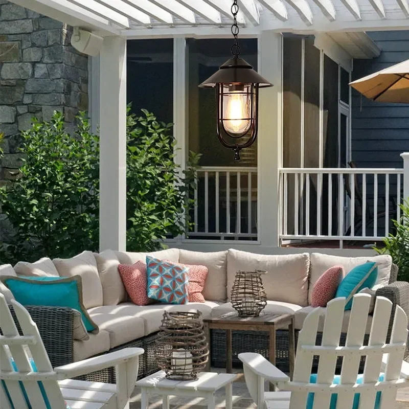 American Simple Balcony Garden Aisle Villa Corridor Gazebo Outdoor Waterproof Chandelier