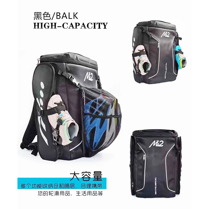 

Skating Bag For Inline Speed Skates Shoes Carrier Carry Laptop Sport Backpack Helmet Protector Pads Hold Skating Pack Side Room