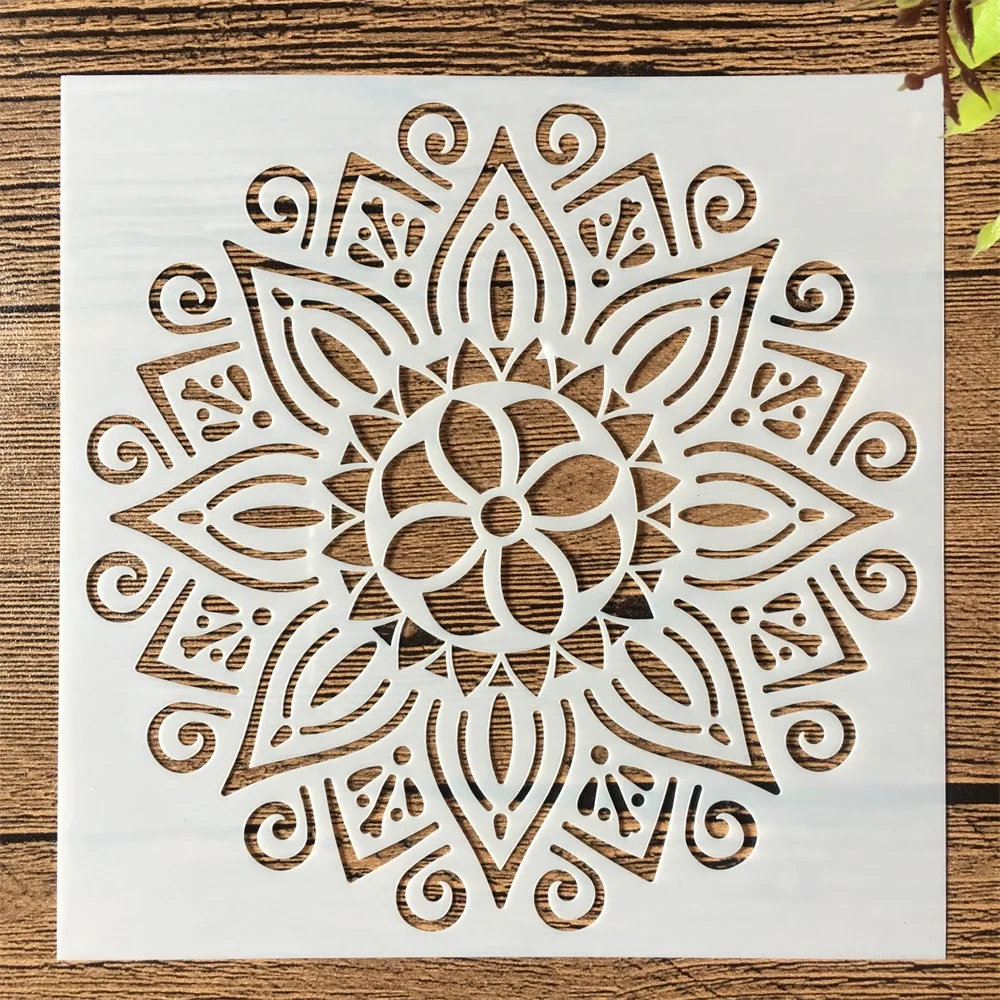 Pochoirs Mandala pour Scrapbooking et Peinture, Modèle Décoratif pour Fenêtre, Fleur, Bricolage, Gaufrage d'Album, Coloriage, 15x15cm, 16 Pièces/Ensemble