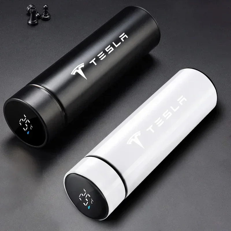 Car Sticker 2025 New Tesla 500ml Portable Car Smart Thermos Bottle Temperature Display Cup For Tesla Model 3 Model X Y Style MOD view 2