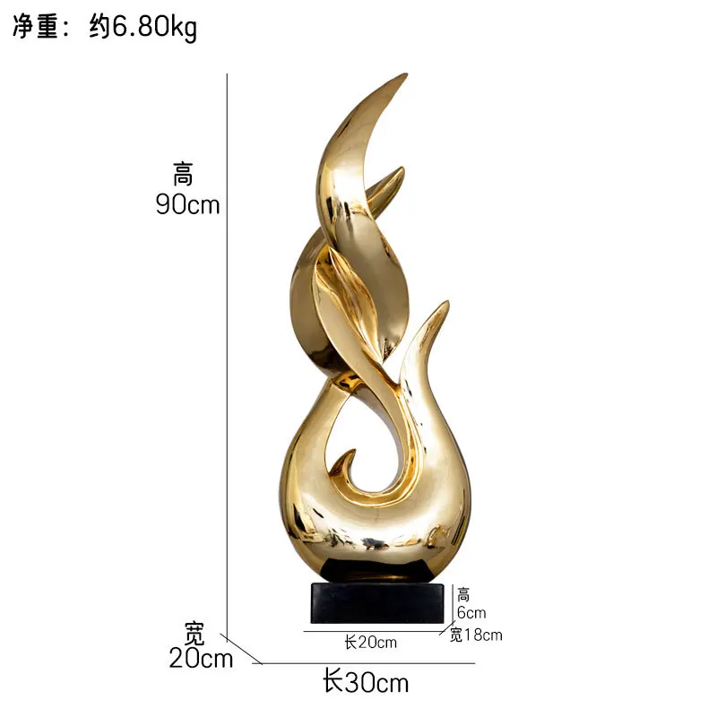 For Modern Light Luxury Living Room Entrance TV Cabinet Electroplated Model House Sculpture Floor Standing Soft Decoration