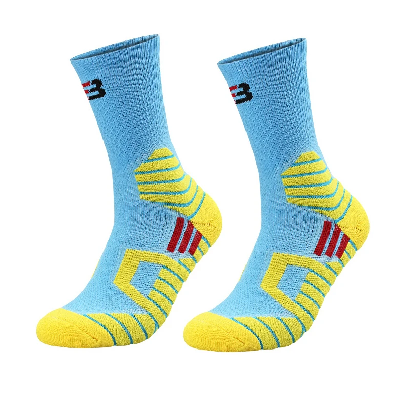 Men Sports Basketball Socks Non-Slip Breathable Middle Thickened Cushion Towel Bottom Fitness Outdoor Sprots Running Crew Socks