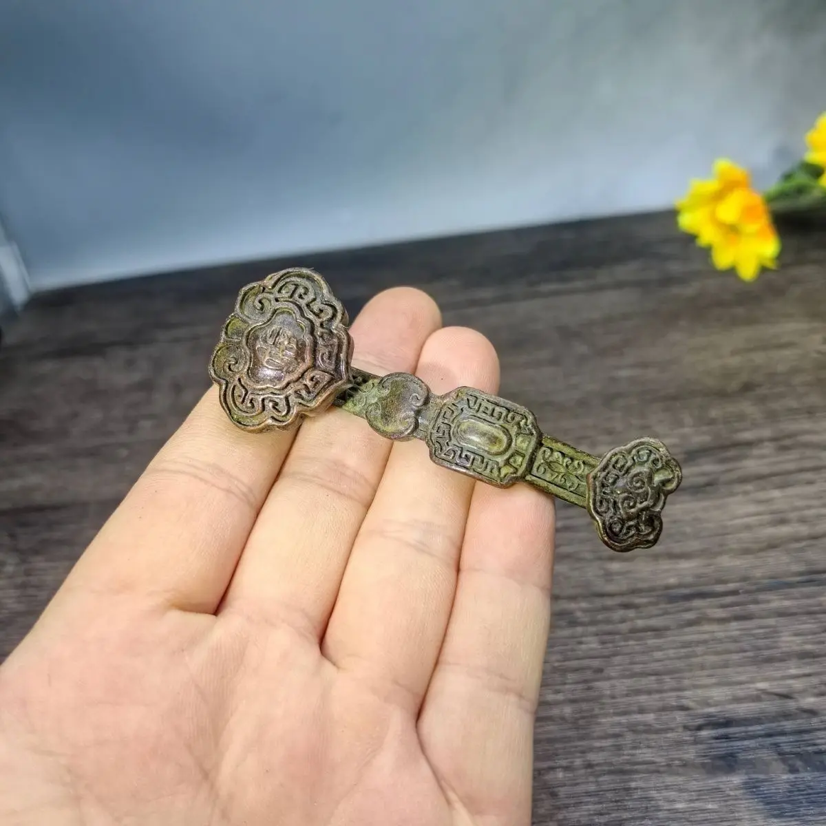 Mini Satisfaction Fulushou Retro Auspicious Lucky Treasure Handlebar Home Desktop Crafts Ornament