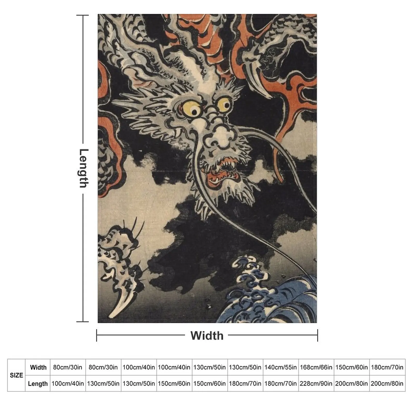Utagawa Kuniyoshi - Dragon and Waves Throw Blanket Soft Beds halloween Camping Decorative Beds cosplay anime Beautifuls Blankets