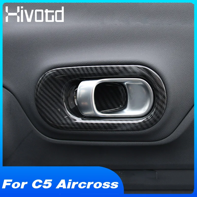 For Citroen C5 Aircross 2021-2017 Carbon Fiber Covers Car Inner Door Bowl Frame Interior Decoration Accessories Garnish Stylings