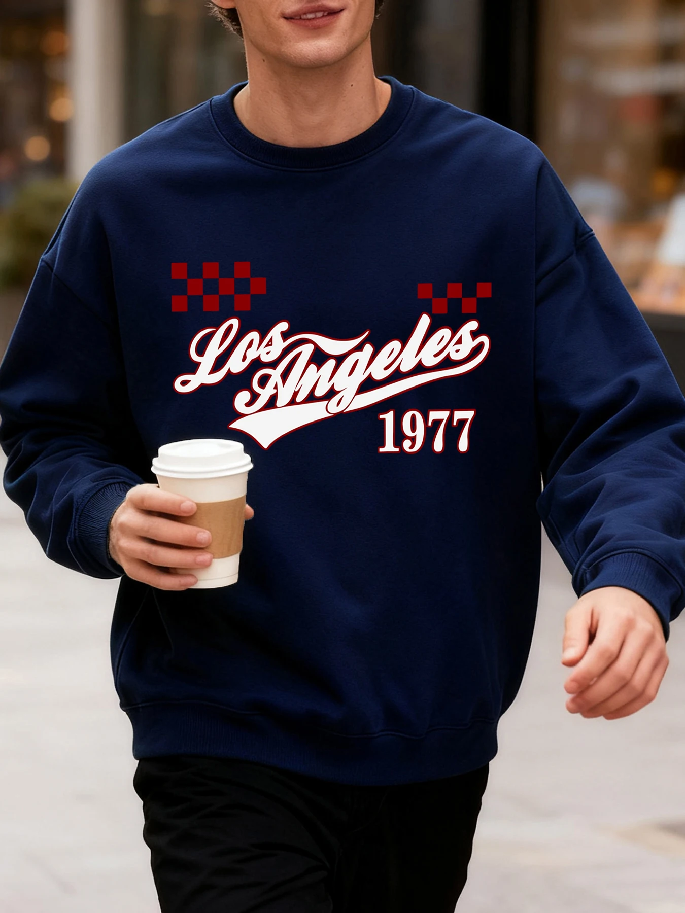 

Лос-Анджелес 1977, уличная одежда европейского размера с креативным принтом, мужская свободная модная толстовка, базовая осенняя модная повседневная толстовка с капюшоном