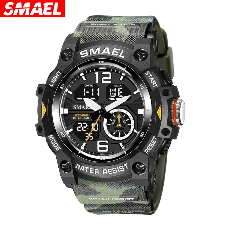 Smael Hot Sale 8007 Camouflage Electronic Watch Men's Sports Cool Multi-Function Electronic Watch