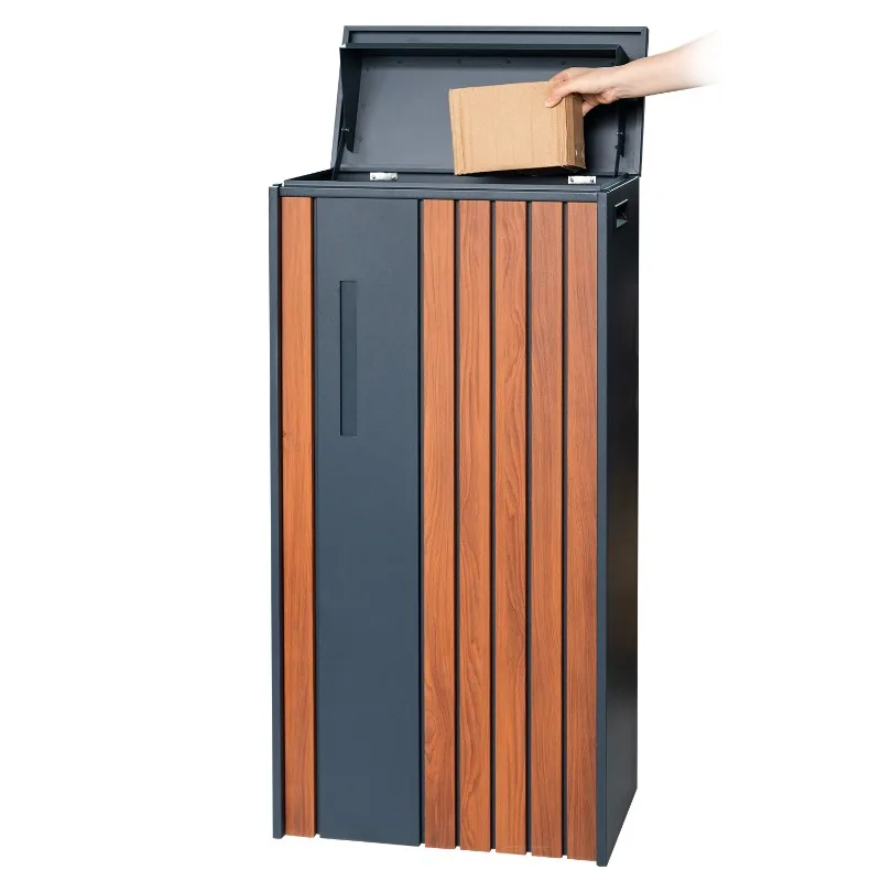 Buy 1 Get 1 Wood Pattern Parcel Delivery Box Outdoor Package Drop Box with Combination Lock Large Parcel Mailbox Customizable
