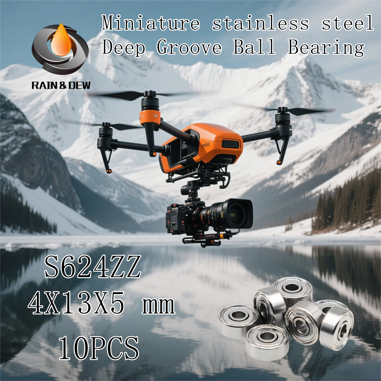 

10Pcs S624ZZ Shielded Miniature Ball Bearing Stainless Steel High Speed Low Noise for RC Cars Drones Bearing Metal 4x13x5mm