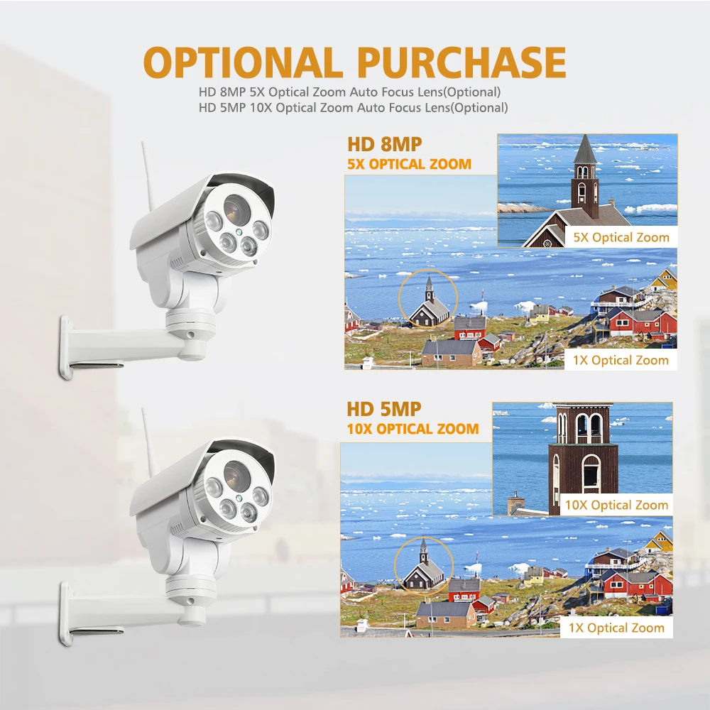 4K 8MP 5MP WIFI/4G Sim Card PTZ IP Camera Outdoor 5X / 10X Optical Zoom Auto Focus Lens Wireless CCTV Surveillance Camera
