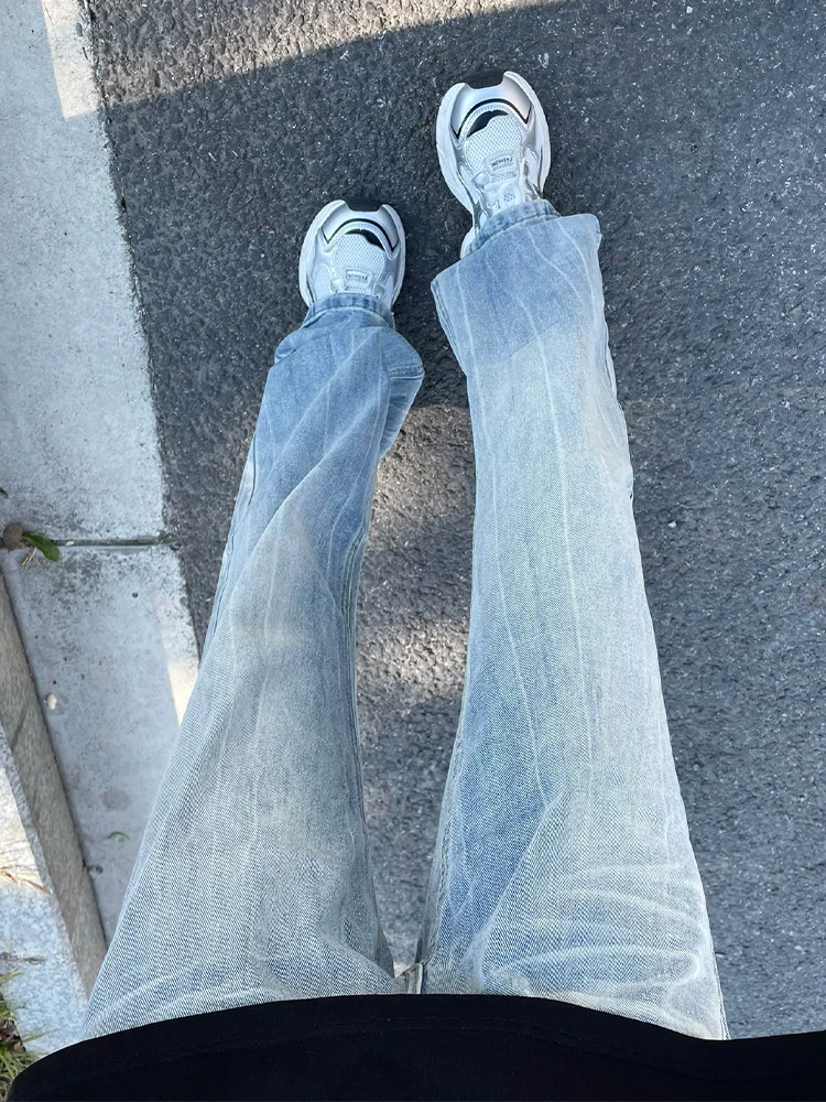 

Мужские джинсы Thiened Bamboo Node Pattern, осенне-зимние, прямого кроя, с эффектом удлинения ног, зауженные, в стиле High Street, повседневные