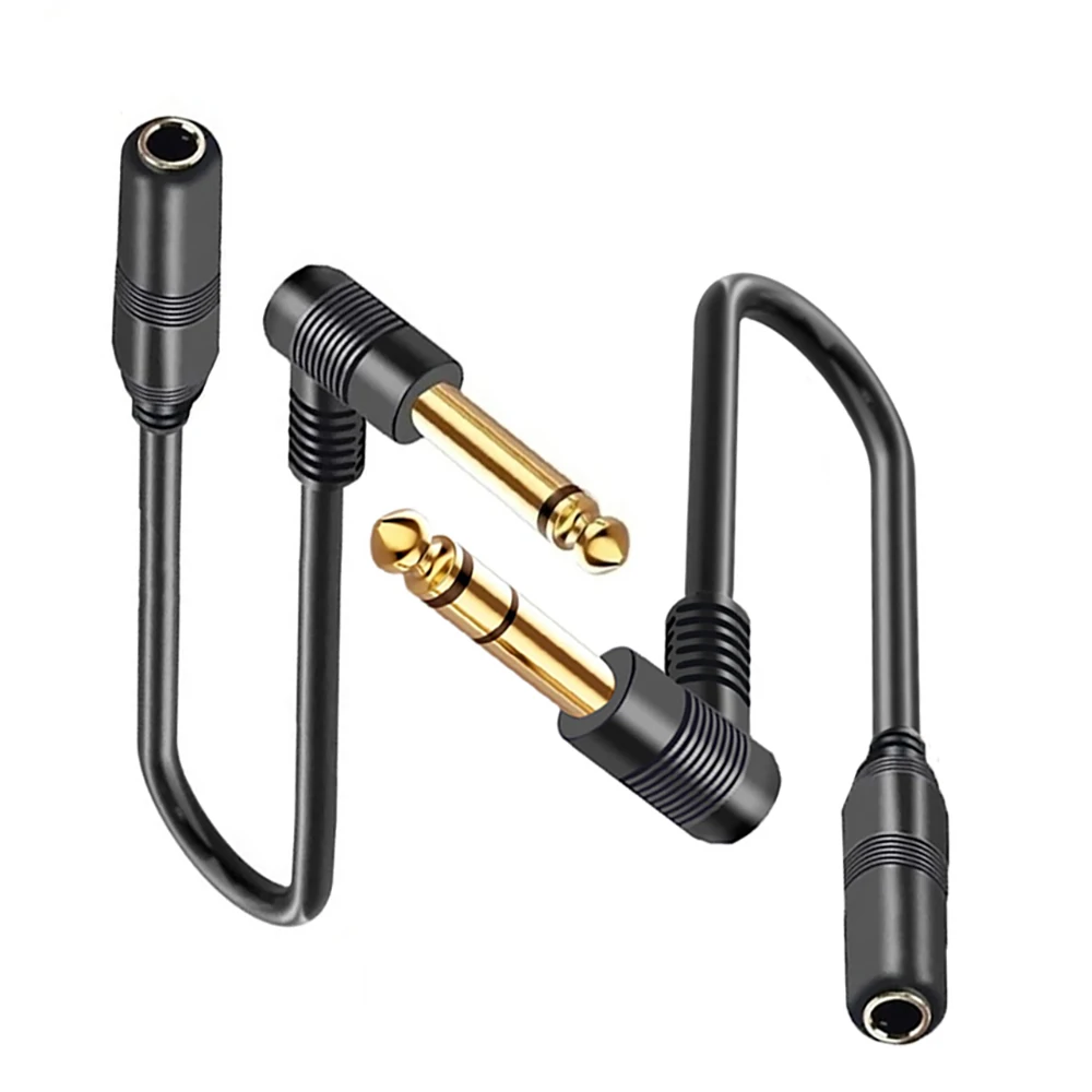 

Right Angle 90 Degree 6.35mm Male To Female Audio Extension Cord 1/4 Inch TS Mono Jack TRS Stereo Cable for Guitar Bass Mixer