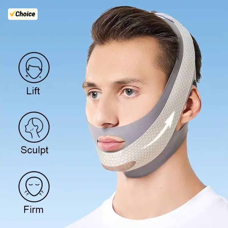 Mascarilla Facial Moldeadora Transpirable Elástica para Levantar y Reafirmar la Piel, Correa Adelgazante para Mentón para Fitness Facial Masculino