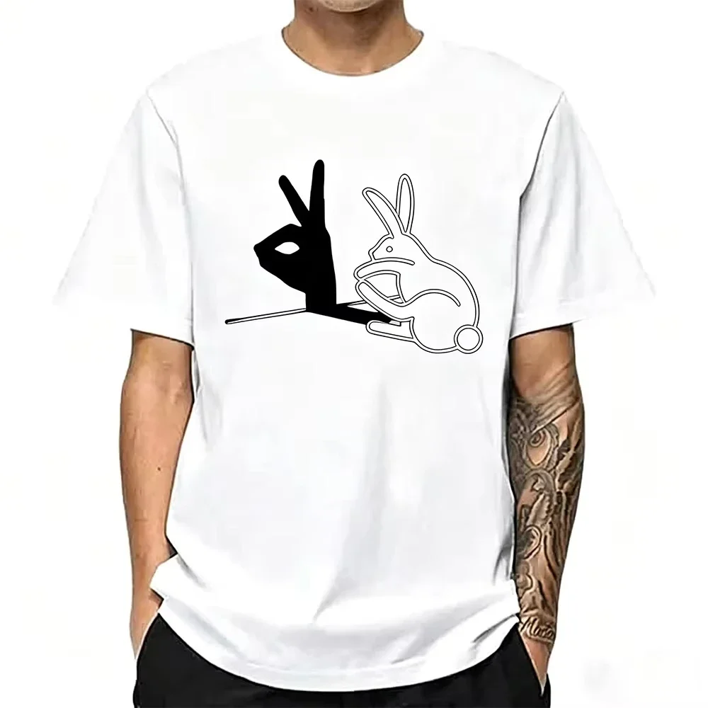 Men Women Kids T-shirt Fashion Trendy Rabbit Hand Shadow Print Casual Fit Breathable T-Shirt Short Sleeve Funny Streetwear Top