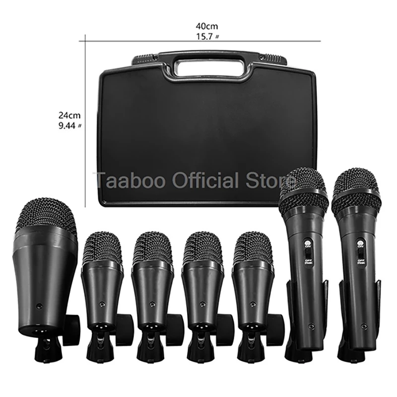 Multi Microphone Kits Professional Drum Jazz Dynamic Mic Sound Recording Wired Microphone Set for Stage Bar Band Performance
