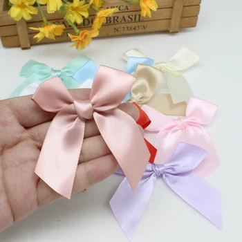 20/50PCS 85*85mm 핑크 새틴 리본 활 장식 활 작은 Bowknot 선물 꽃 웨딩 활 공예 세공 DIY