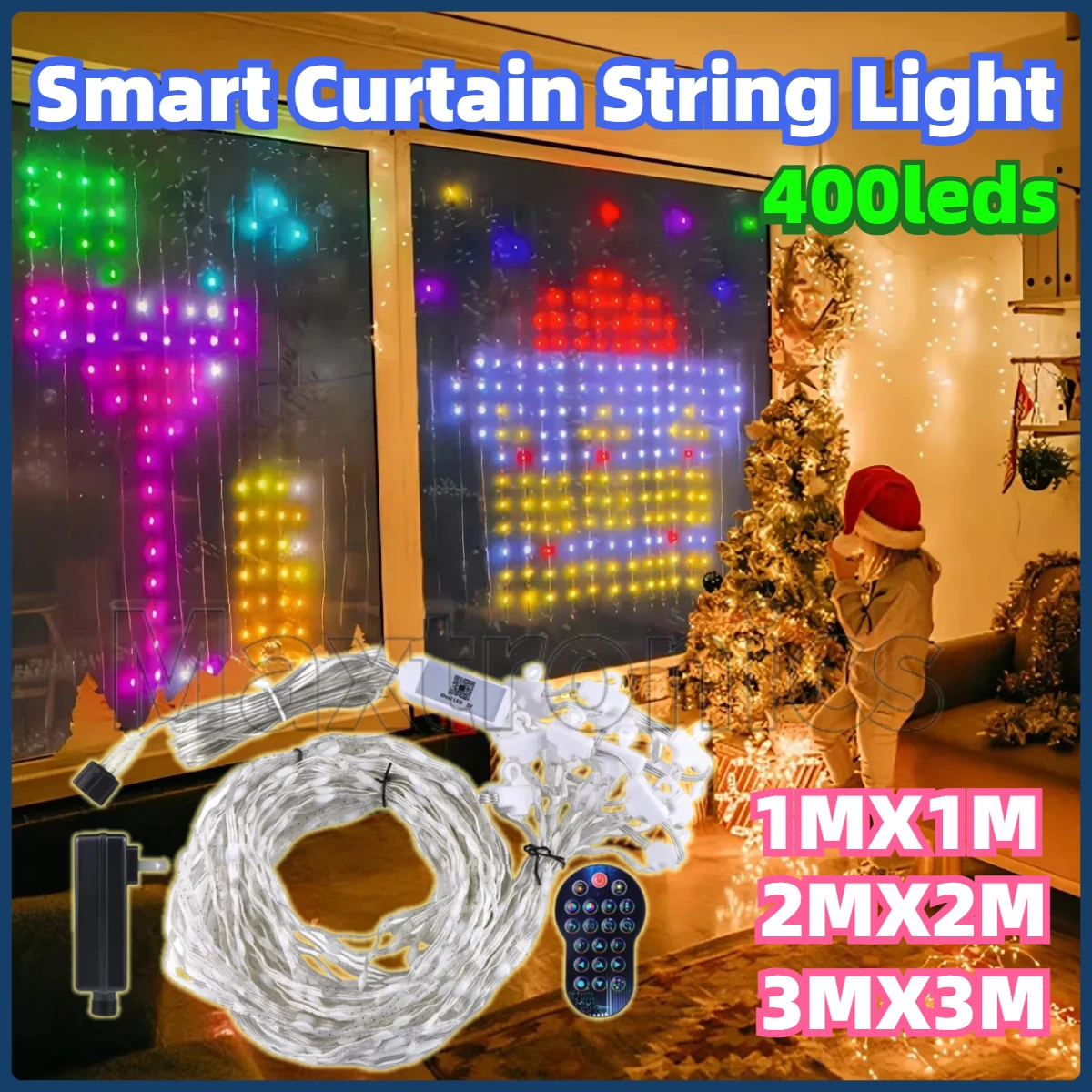 

Smart Curtain String Light LED RGB Bluetooth APP Control Curtain Lights DIY Picture Text Led Display Party Christmas Fairy Light