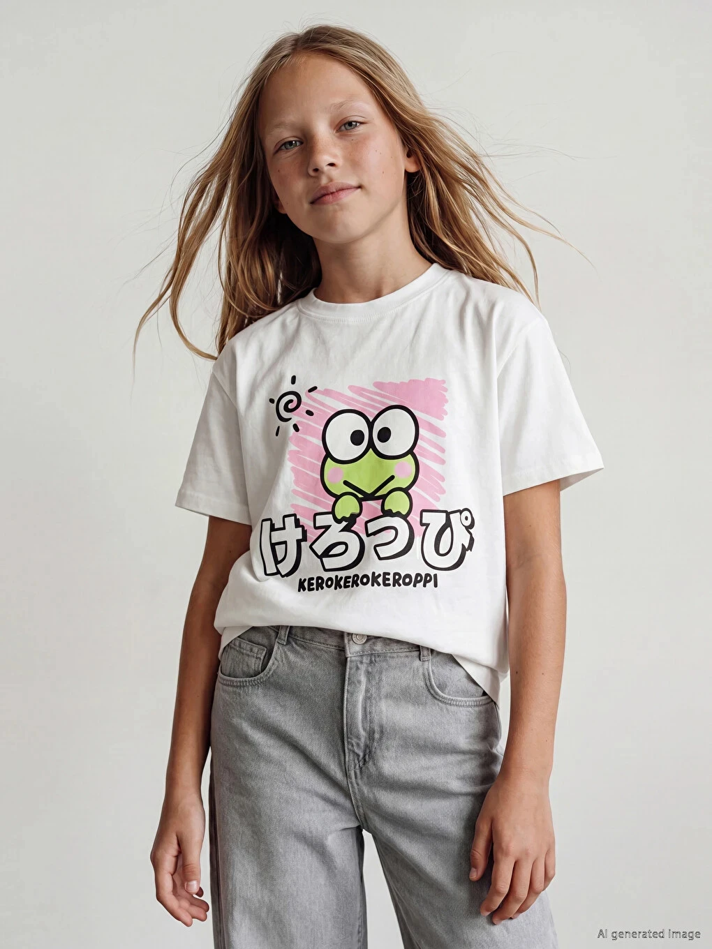 Kids Girls Kerokerokeroppi Graphic T Shirt Sanrio Cute Frog Cartoon Print Short Sleeve Cotton Summer Casual Tee Multiple Colors