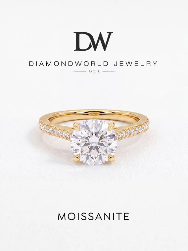DWJ Brillante 2 Karat runde Moissanit-Diamantringe für Damen, 925er Sterlingsilber, Verlobung, Hochzeit, luxuriöser edler Schmuck