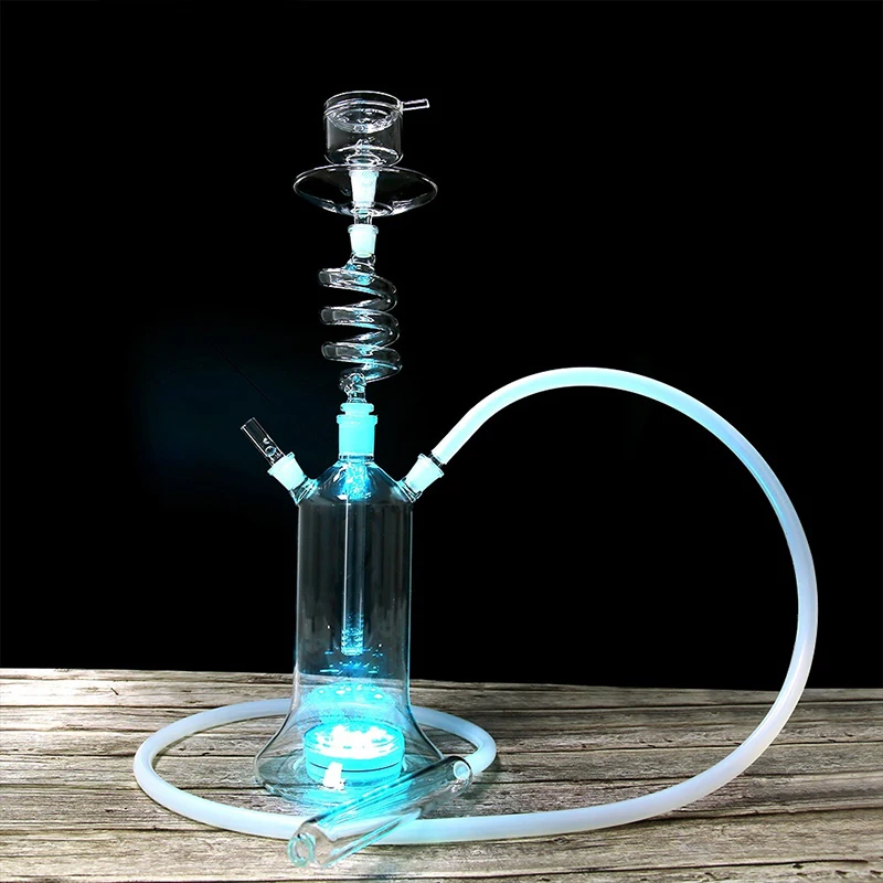 

LED Rotating Glass Hookah Set with Remote Control - Transparent Shisha Pipe, Premium 5mm Thick Glass for Home & Lounge Smoking