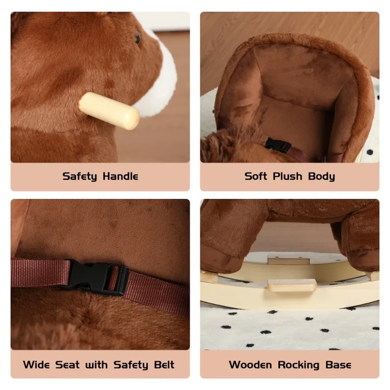 Children's Riding Swinging Toy Brown Plush Joystick Children's Riding Toy Nursery and Playroom Gift