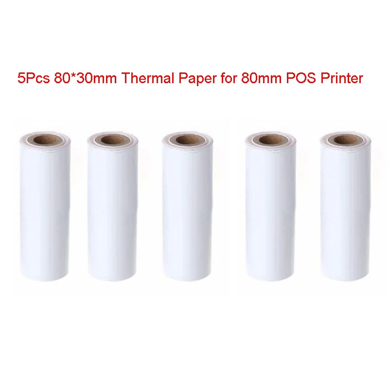 Premium Thermal Paper , 5 Rolls (Size: 80mm x 30mm )