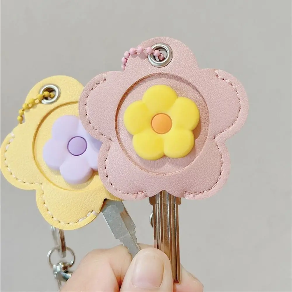 

Trinket Protective Case Flower Keychain Creative Soft House Keyring Fashion Card Key Holder Flower Key Cover Cap Earphone Case
