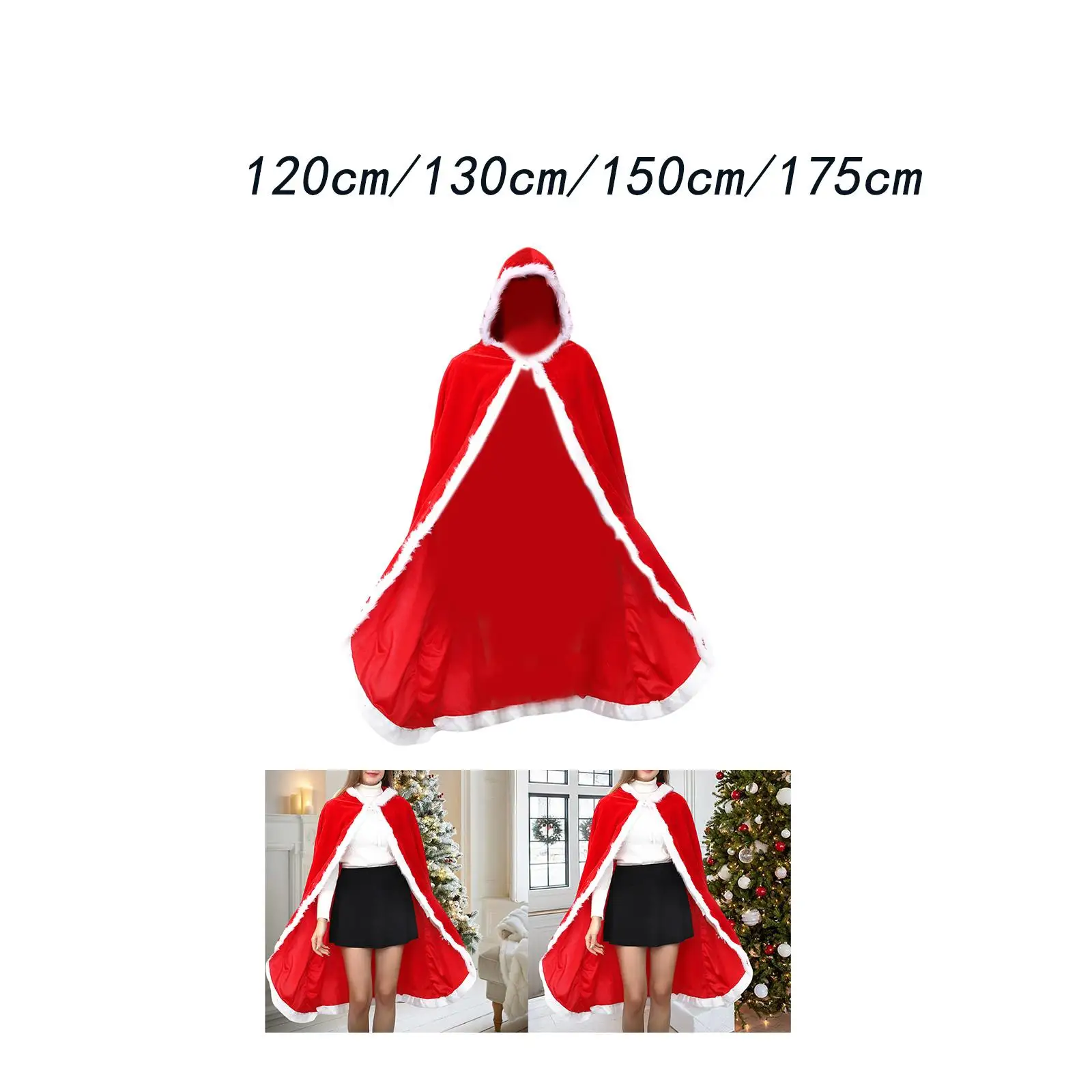 Christmas Hooded Cape Cloak Robe Christmas Costume Cosplay Lightweight Skin Friendly Accessory for Fancy Dress Party Favor