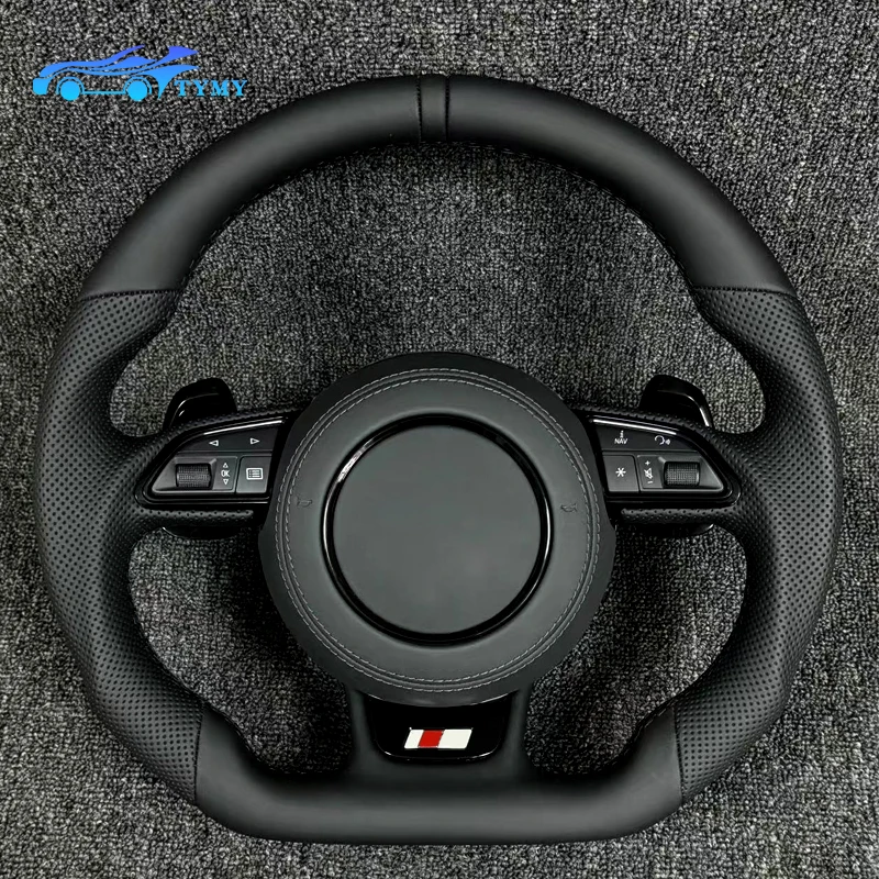 Für Audi A1 A3 A4 A5 A6 A7 A8 Q3 Q5 Q7 TT R8 Sportliches Lederlenkrad mit flachem Boden, stilvolles Design, Autozubehör