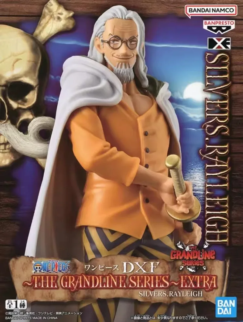 Bandai original ban presto einteilig dxf große route serie 17cm silber rayleigh pvc anime action figuren sammlung modell spielzeug