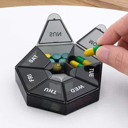 2Pcs 7 Days Pill Storage Box Mini Travel Portable Medicines Dispenser Box Multifunction Plastic Seven Compartment Sealer Box